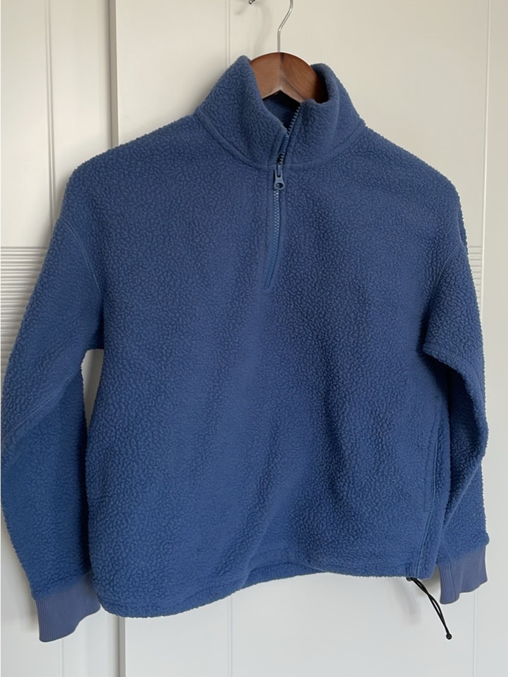 Everlane Blue Half-Zip Sherpa Fleece Pullover